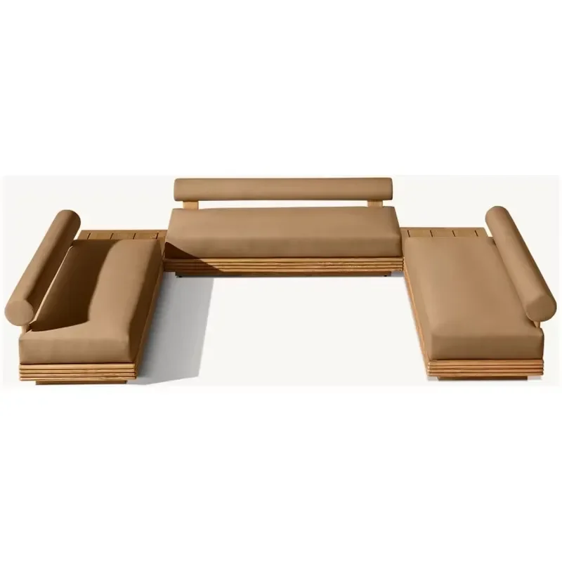 Outdoor Furniture Comfortable Foam Filling Technology Solid Wooden Modular Teak Sofa Sectional