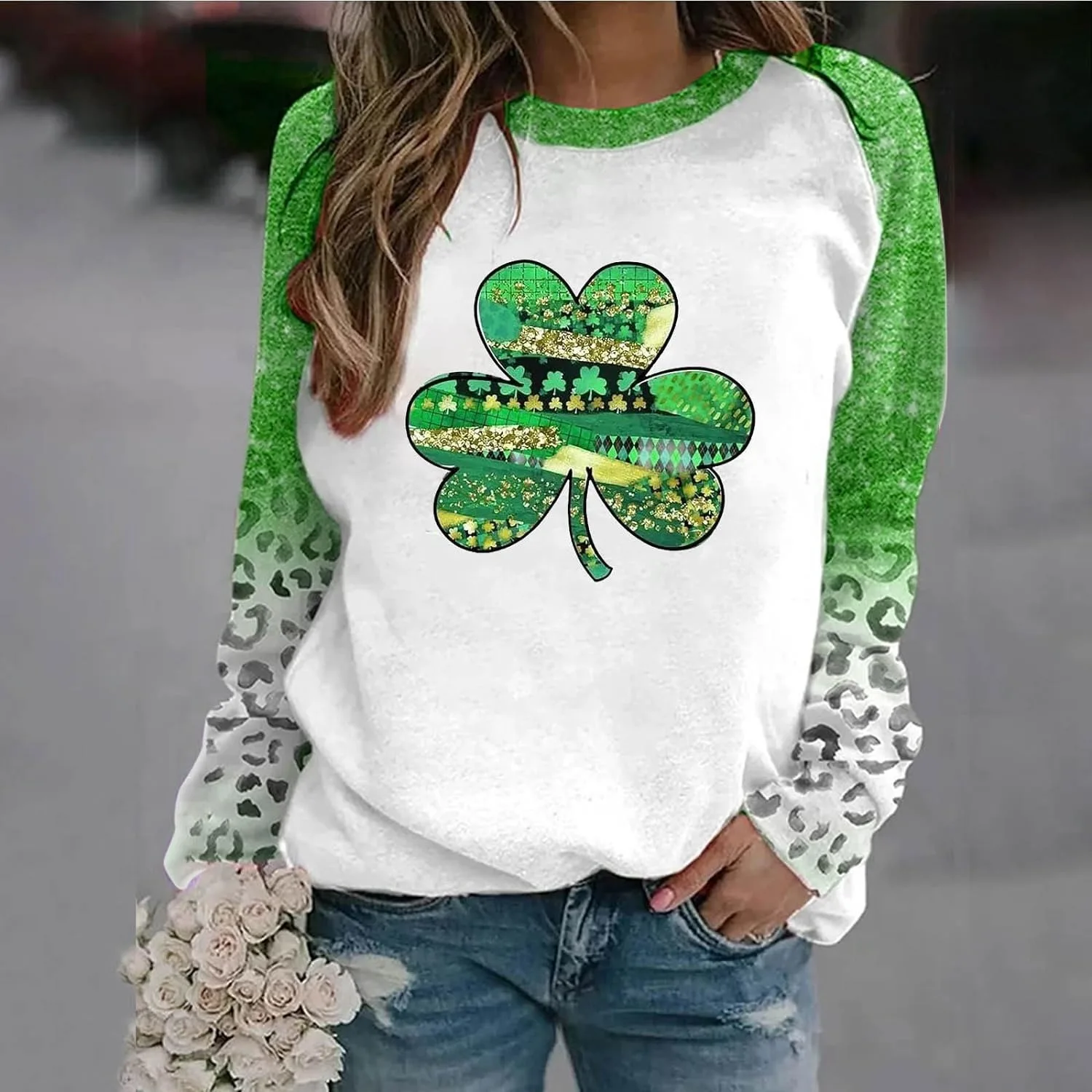 

Blusa Spring St. Patrick's Day T Shirt Festival Fashion Women Street T-shirt Autumn O-Neck Long Sleeve Basic Tops Female Chic