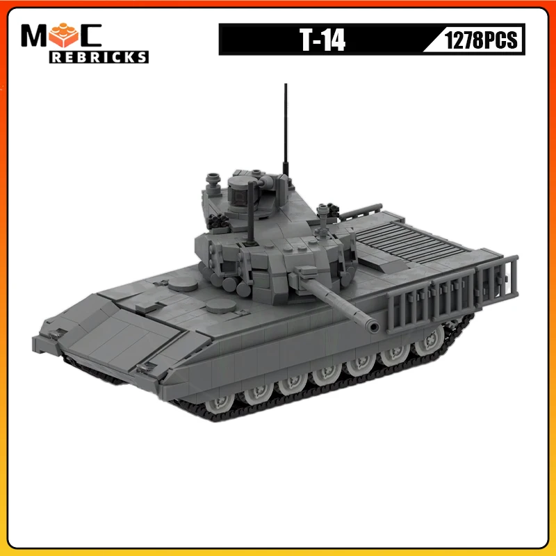 Military Armored Chariot T-14 Main Battle Tank Wide Track Panzer Building Blocks Assembly Model Kid\'s Puzzle Bricks Toys Gifts