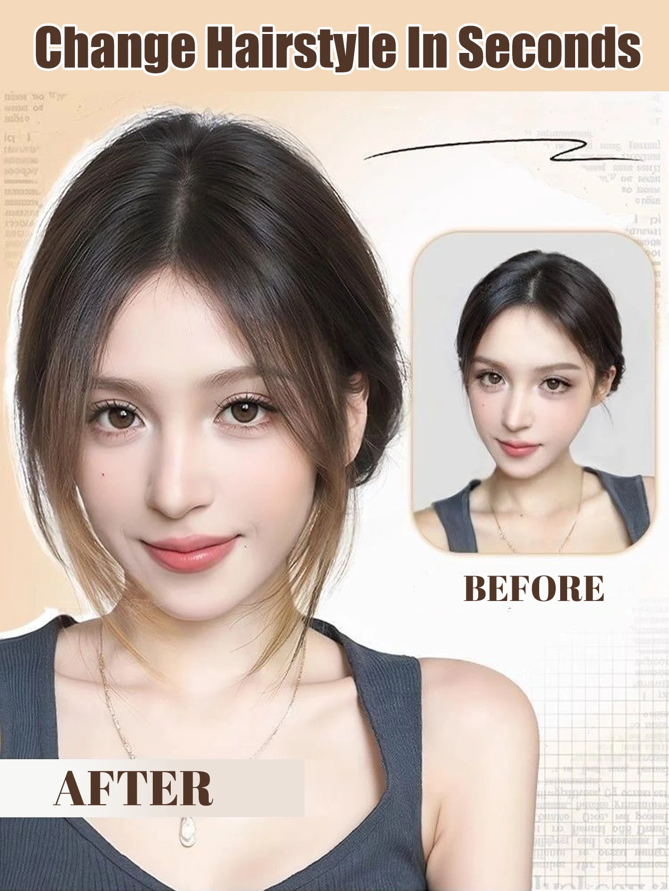 OLACARE Synthetic character Bangs Wig For Women On Top Of Head To Cover White Hair And Increase Hair Volume Wig Pieces