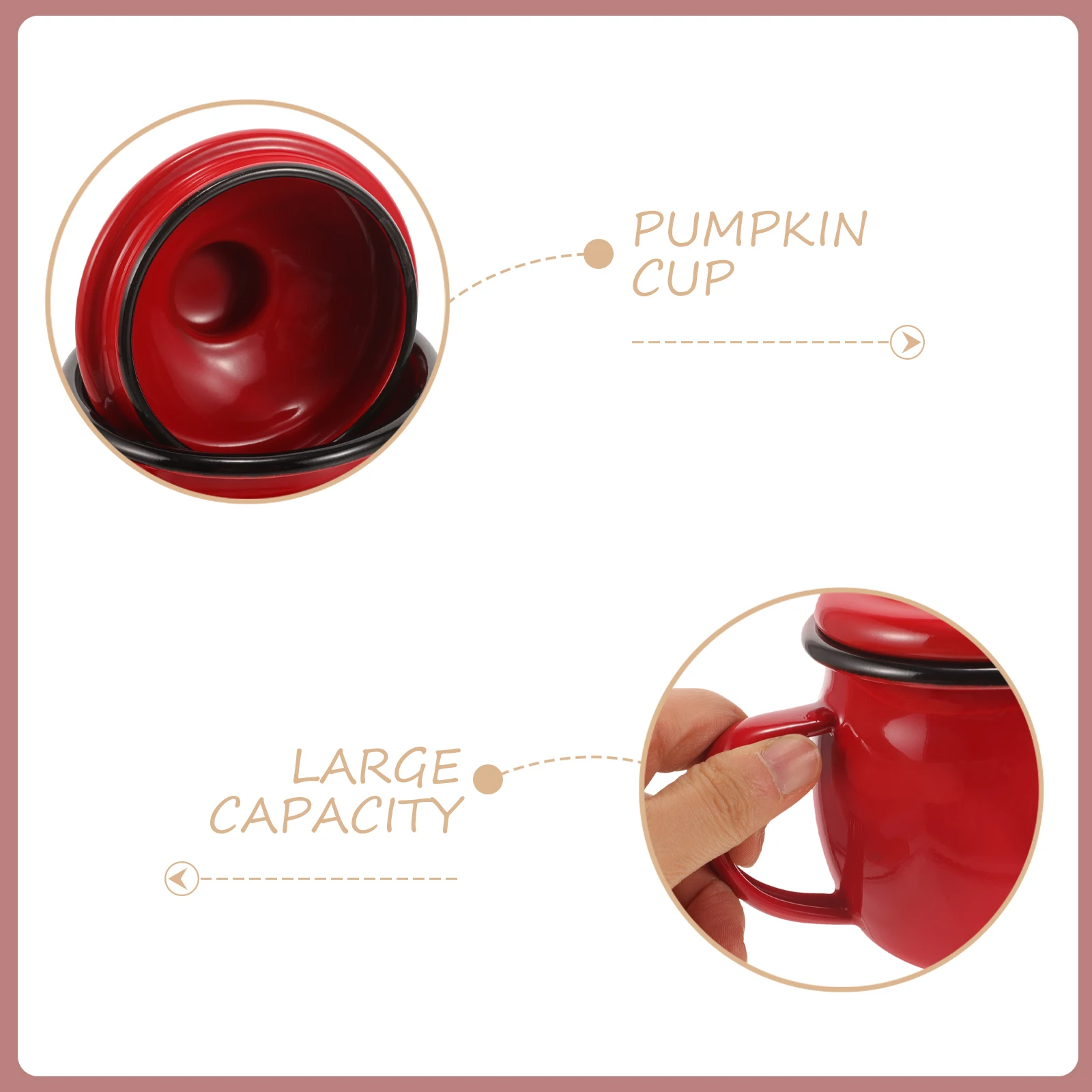 

Lovely Enamel Mug Thickened Water Vintage Coffee Mug Handle Design Milk Storage Cup Portable Ceramic Pumpkin Cup