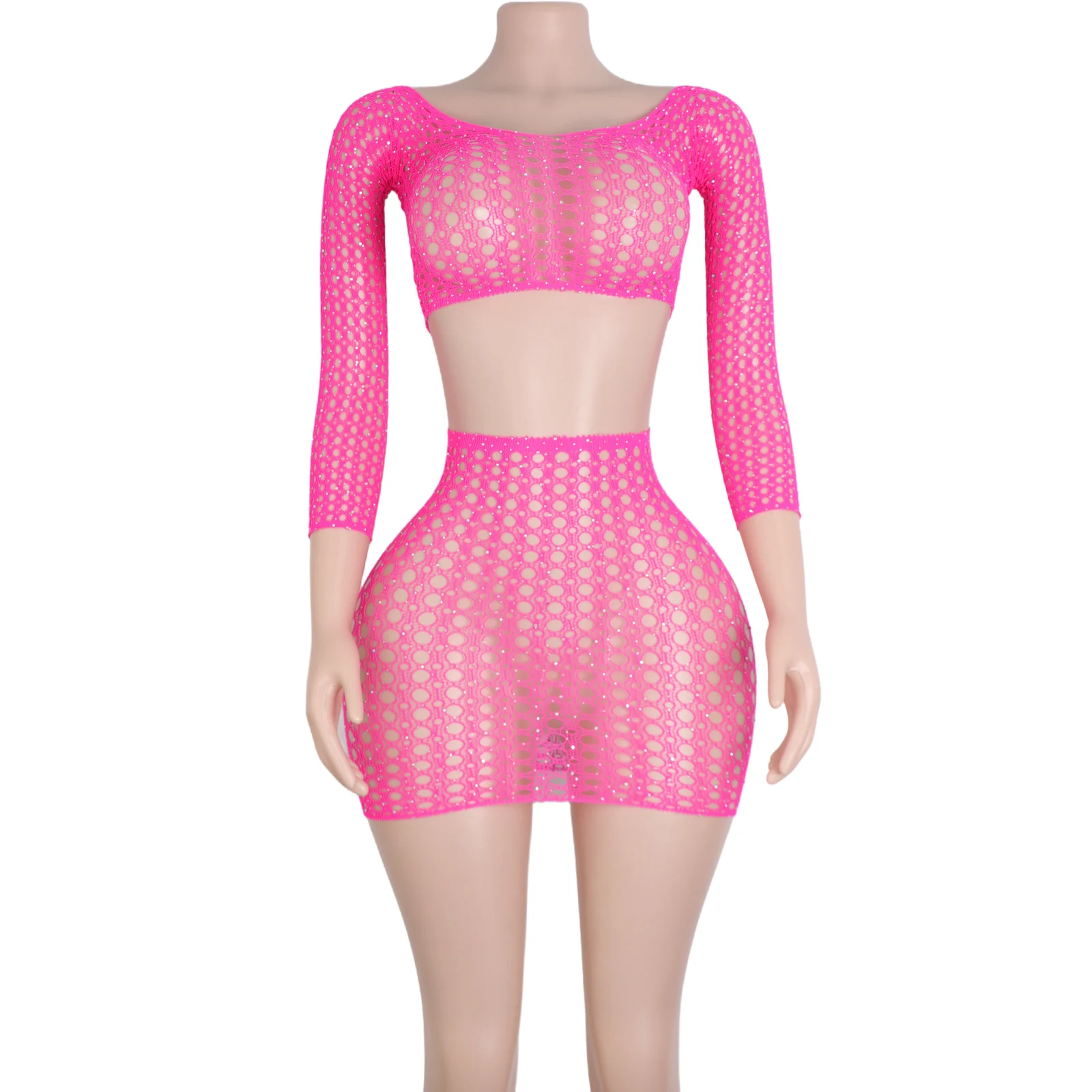 

Women's Trendy Club Wear Exotic Dance Attire Sexy Stripper Costume Set with Decorative Bra And Flowing Skirt for Club Wear