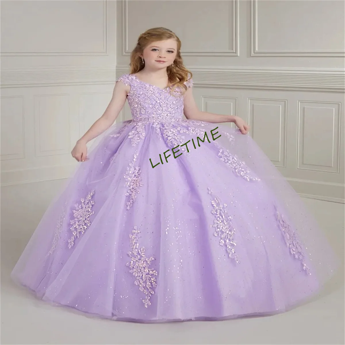 

New Lilac Flower Girl Dress Appliqué Birthday Present Baptism Sacrament Custom Graduation Celebration Evening Dress Sacrament