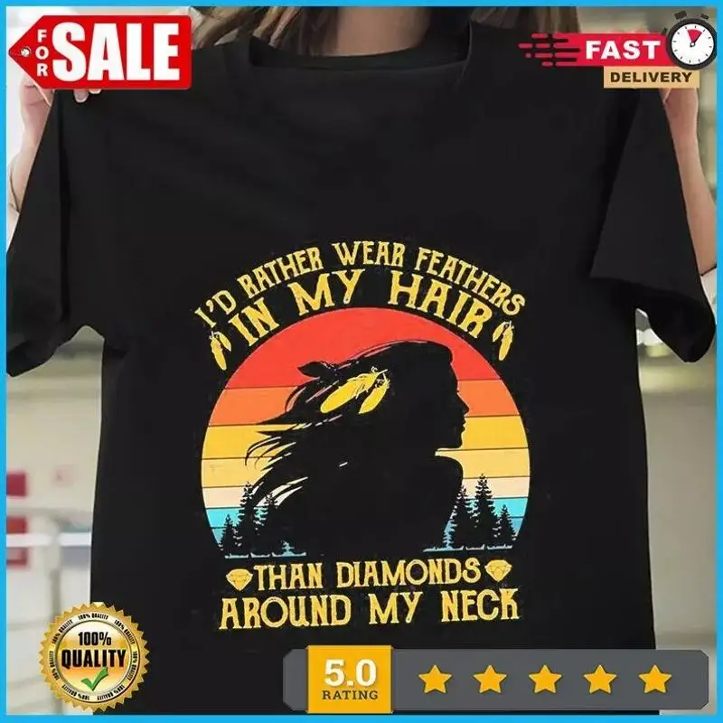 

Винтажная женская рубашка коренного цвета, футболка «Я бы предпочел в моих волосах»