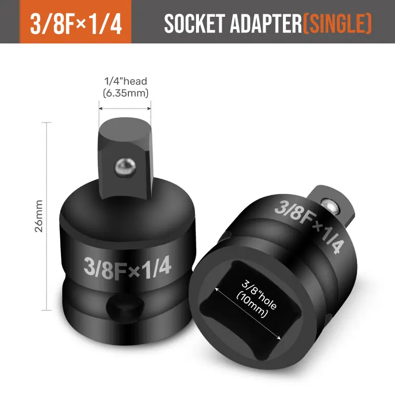 Hi-Spec 4-teiliger Schlagschrauber-Konverter-Adapter für die Größenumwandlung von 1/2 bis 3/8 und anderen Größen, ideal für Reparaturarbeiten – Detail 9