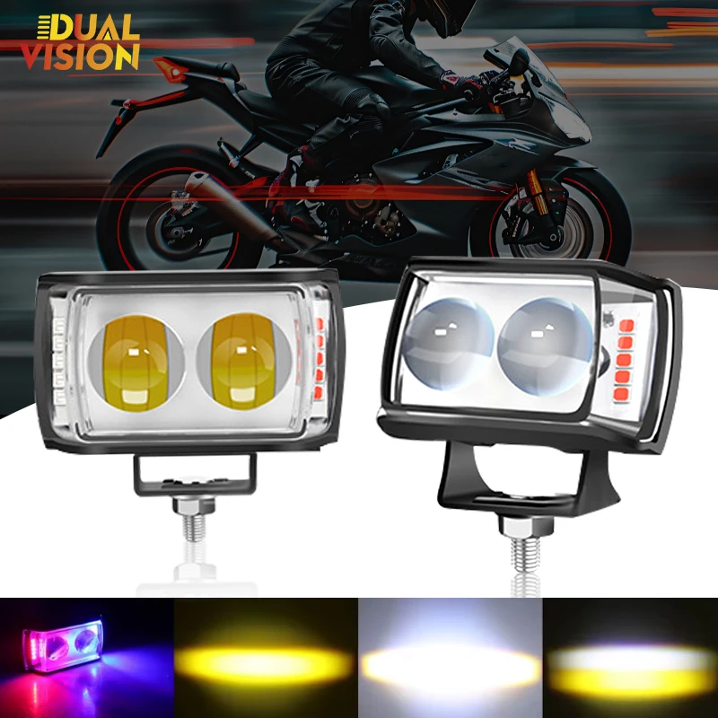 

Motorcycle LED flasher Driving Fog Light Auxiliary Spotlight 4 Color Light for ATV SUV UTV Motorcycle Accessories Light 12-32V