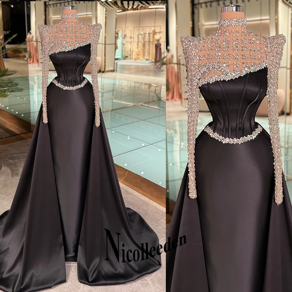 Nicolle Fashionable Mermaid Evening Dresses for Women Beadings Pageant Celebrity Dresses Vestidos De Gala Customized Plus