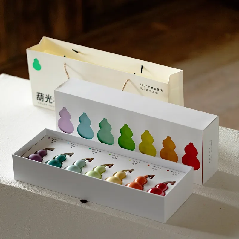 Creative Ceramic Gourd Tea Pet Ornament Colorful Water Cup Pendant Small Gift for Tea Ceremony Accessories Decorative