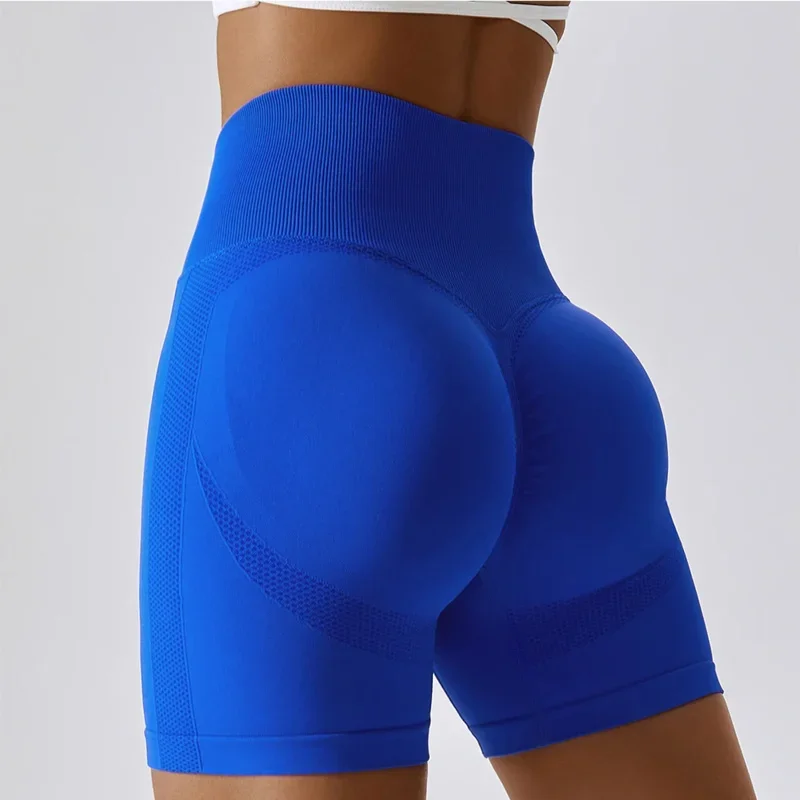Pantalones cortos sin costuras para mujer, pantalones cortos de LICRA para gimnasio, pantalones cortos de realce, Fitness, elásticos, transpirables, levantamiento de cadera, deportes de ocio, correr F