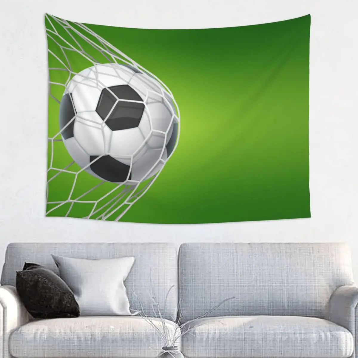 Soccer Football Tapestry Hippie Polyester Wall Hanging Green Balls Sports Wall Decor Background Cloth Art Tapestries