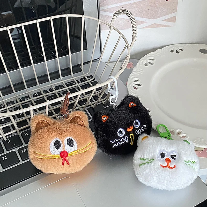 Porte-clés animal en peluche de dessin animé Kawaii, chat en peluche, porte-clés beurre, pendentif pour sac à dos, breloque pour enfant, cadeaux pour fille