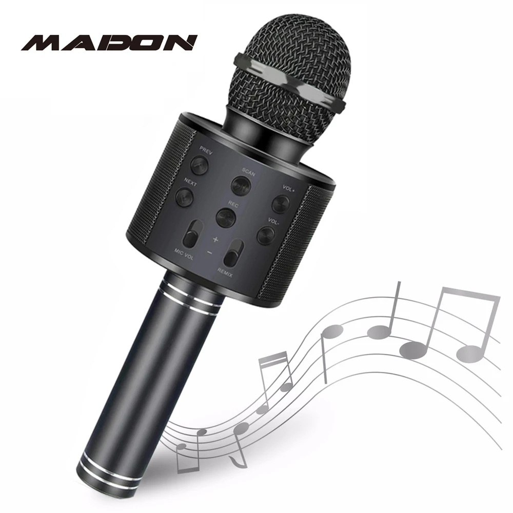 Cute Kids Microphone Wireless Bluetooth Karaoke Microphone for Adults, Toys for Boys Girls Gift for Birthday Party