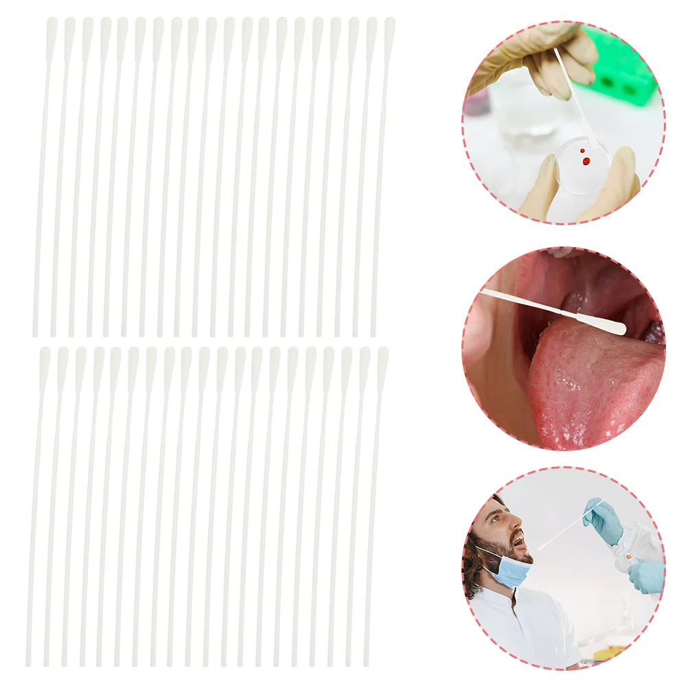 Hisopo Flocado de 60 piezas, herramientas de detección Nasal flocada, bastoncillos nasofaríngeos simples, palos de muestreo, muestras desechables