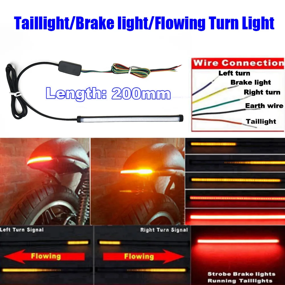 1pc Start Scan Flexible LED Motorcycle Stop Light 20CM Motorcycle Tail Light Motorcycle Parts LED Strip Light