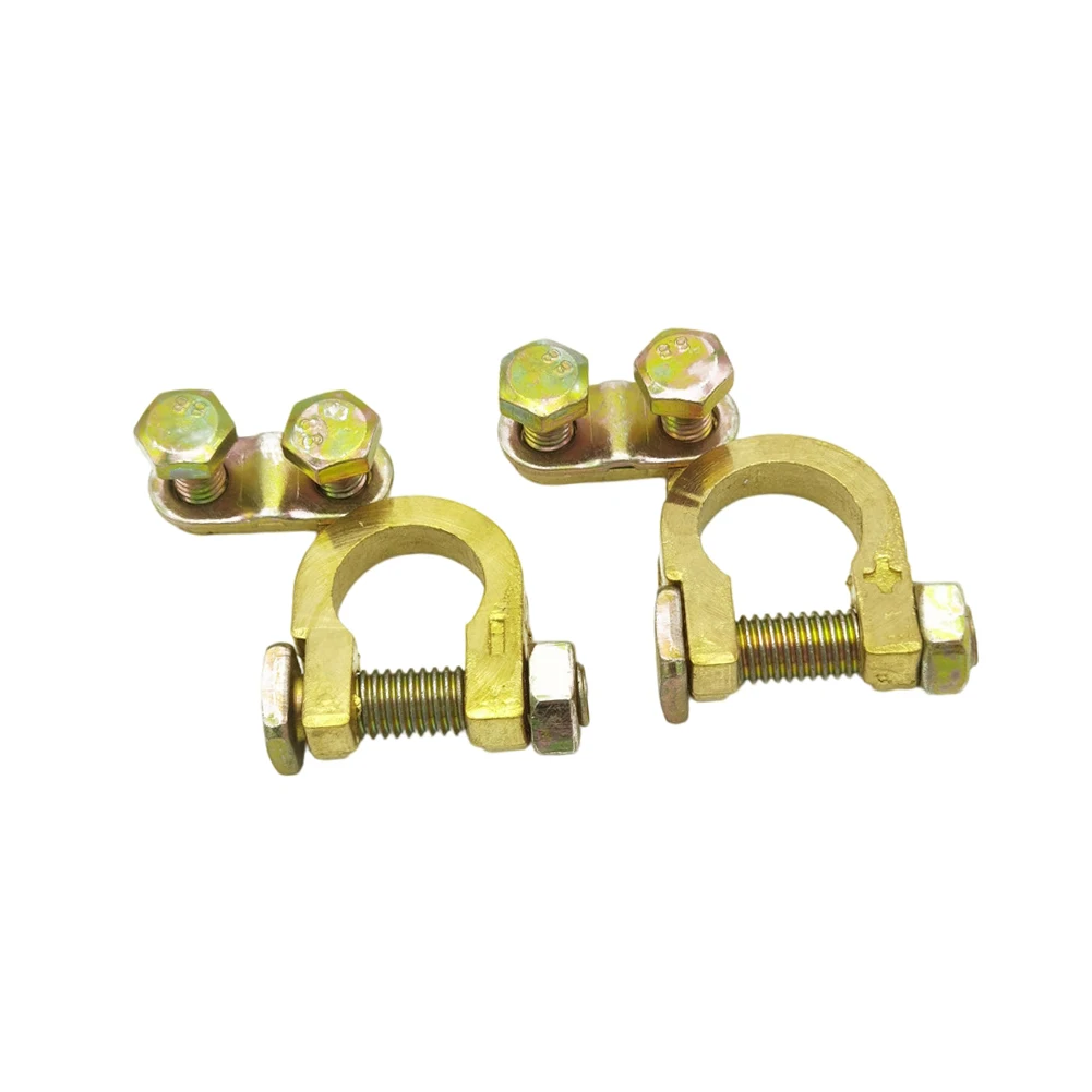 2 Pairs Pure Copper Battery Clamps for Automotive Applications Featuring Color Coded Red Black and Polarity Marks