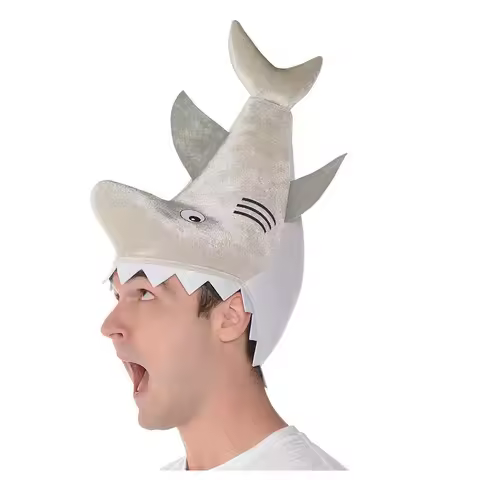 Men Shark Hat Halloween Costume For Adult Funny Animal Hats Gray Biting Shark Hat For Party Carnival