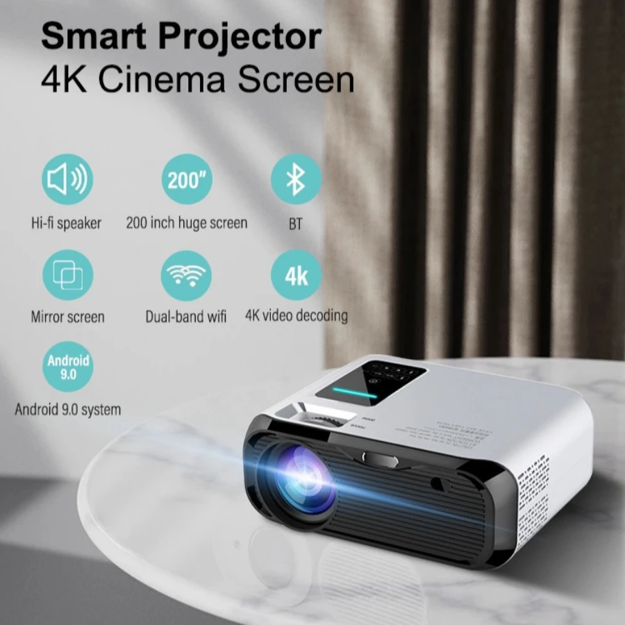 

XJ Smart 4K Projector 1080P Native HD LED Video Mini Projector Portable Android Beam Home Portable Projector 4K Bluetooth WIFI