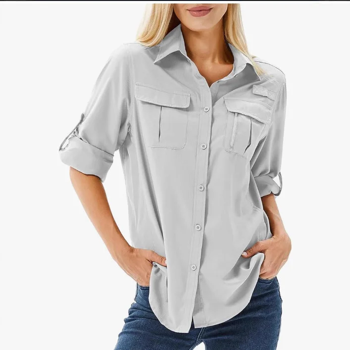 2026 Women's New Fashion Trend Basic Versatile Casual Comfortable Solid Color Stretch Breathable Commuting Shirt for Women