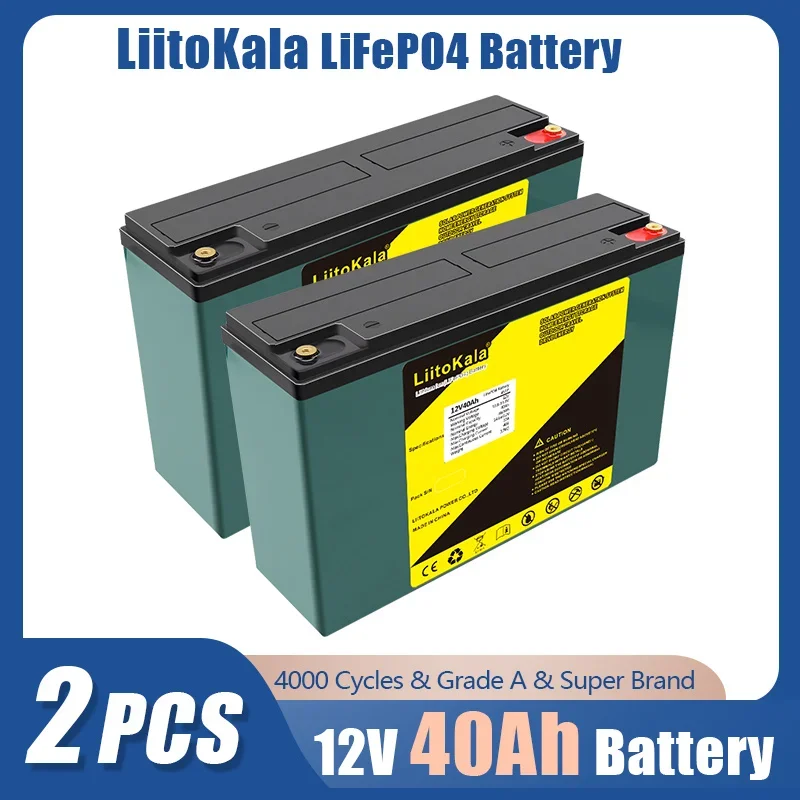 2pcs LiitoKala 12V/12.8V 60Ah 30Ah 40Ah 50Ah LiFePO4 Battery Campers Waterproof Golf Cart Battery Off-Road Off-grid Solar energy