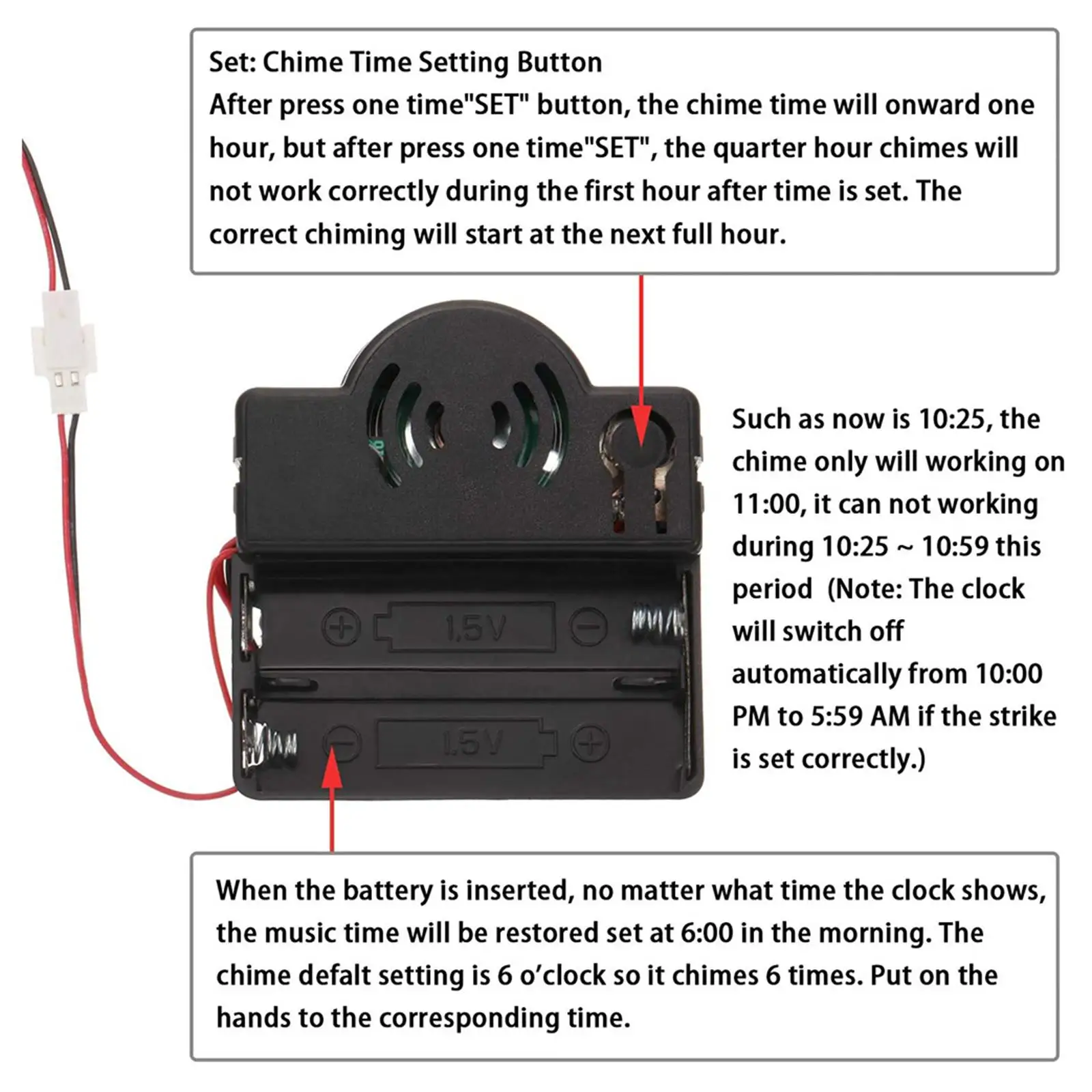 Silent Sweep Clock Movement with Pendulum and Music Chime for Wall Clock Repair Kit Includes Hour Minute Second Hands Set