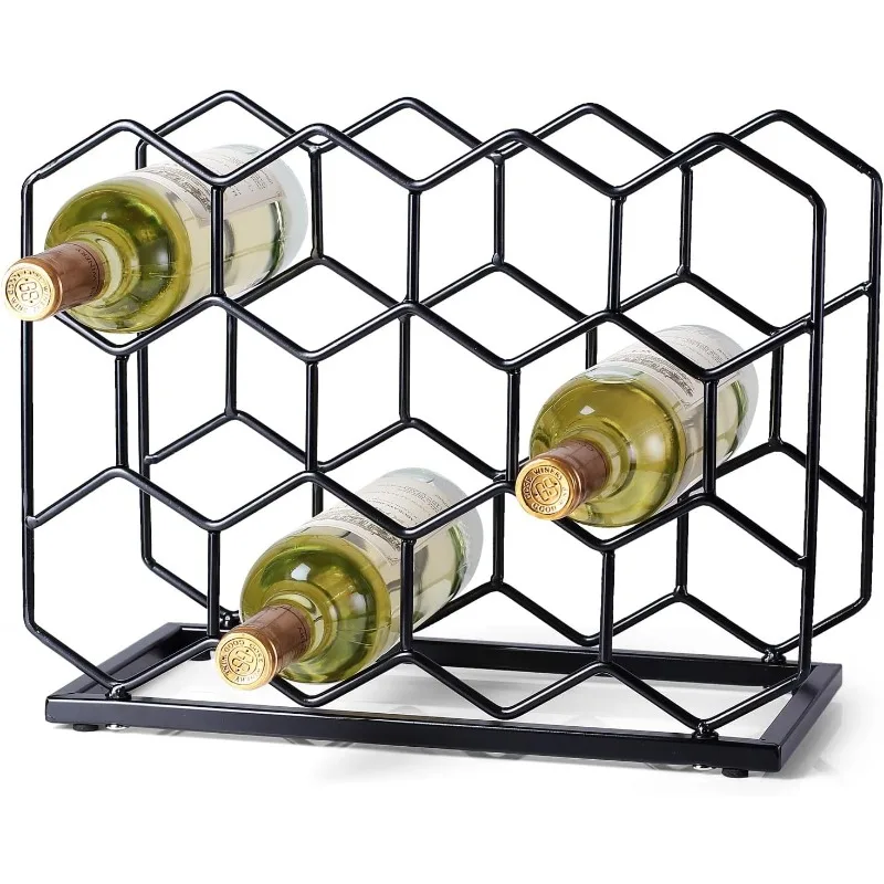 

Countertop Wine Rack - 14 Bottle Freestanding Modern Gold Metal Small Wine Rack - Tabletop Wine Holder Stand for Cabinet