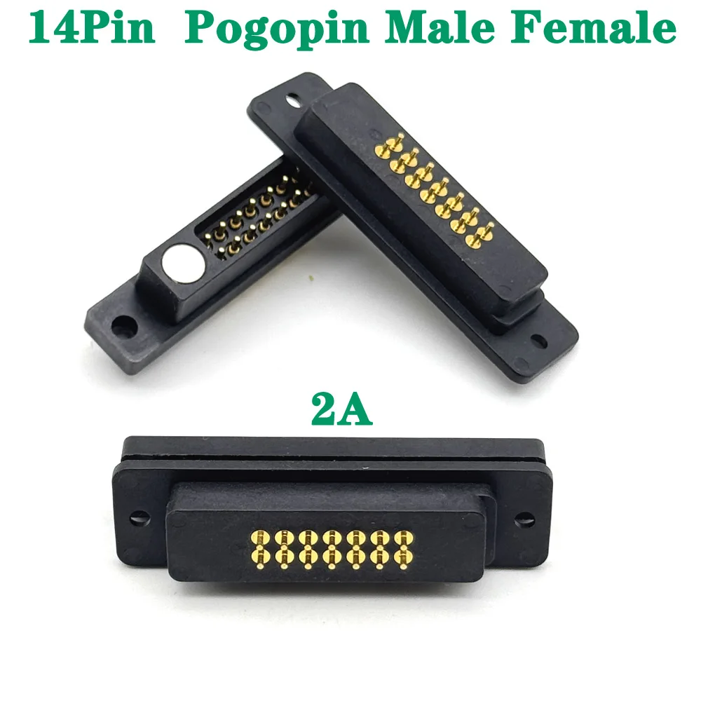 

2A 2Pin DC Magnetic Pogo Pin Connector 14Pin Pogopin Male Female Spring Loaded DC Power Socket Pitch 2.54mm