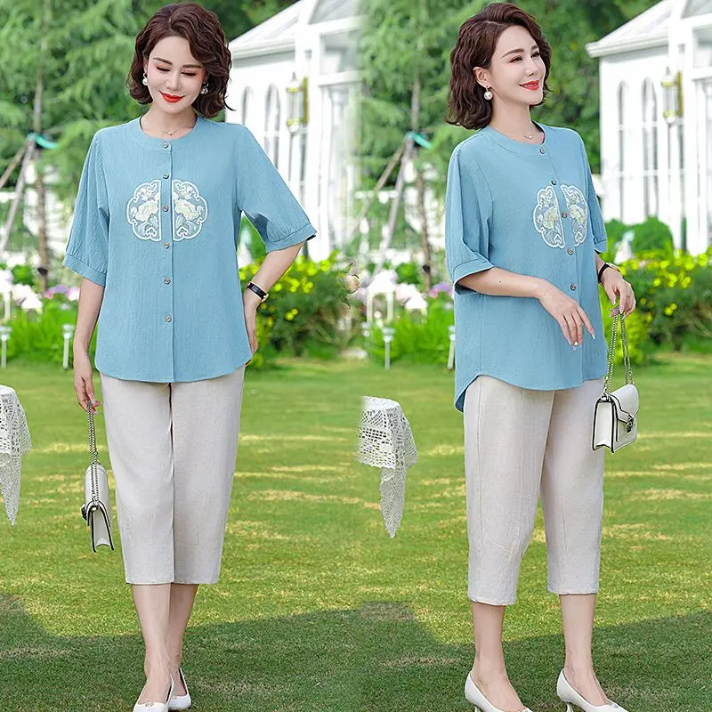 قميص عصري جديد للقميص بأكمام قصيرة على الطراز الصيني