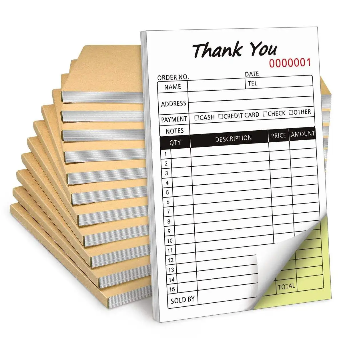 

Thank You Receipt Book 2 Part Carbonless Copy Paper Carbon Copy Sales Order Form Invoice Book (Set of 50) White/Yellow