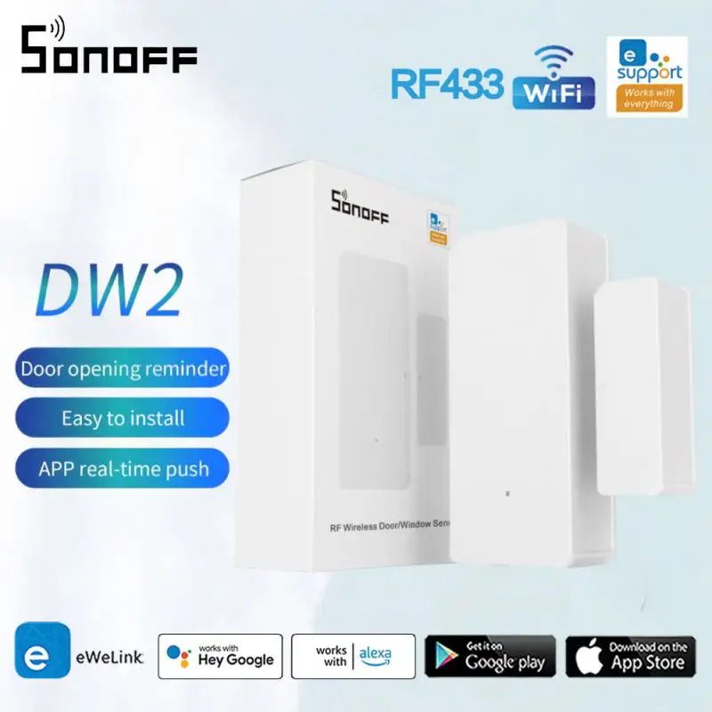 

SONOFF DW2 Samrt Door Window Alarm Sensor RF 433Mhz Wireless Magnetic Door Window Detector Anti-Theft Alarm Smart Home Security