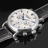JARAGAR 348 Automatic Mechanical Watch Men Fashion Elegant Genuine Leather Strap Luxury Clock Wrist Watches for Man reloj hombre