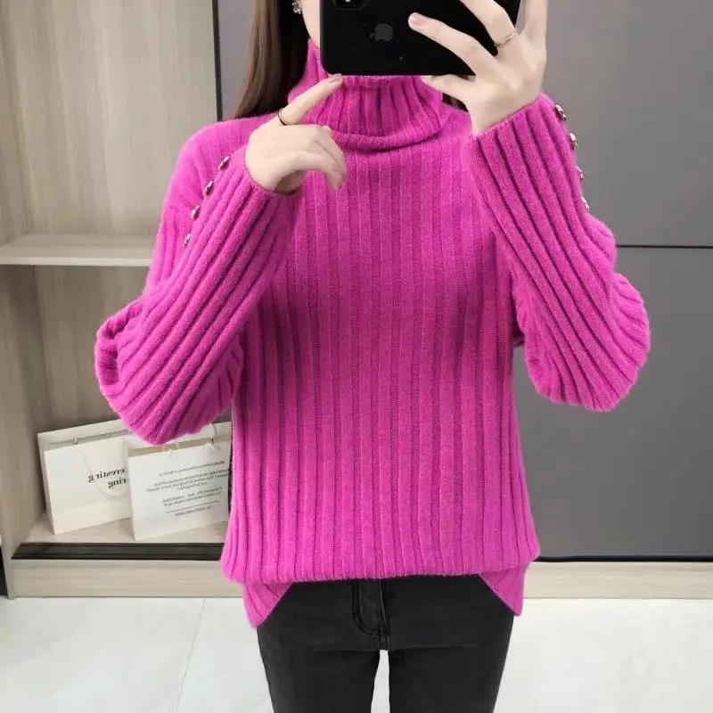 

Женский вязаный свитер High Ne, свободный, ленивый, внутренняя одежда, осень-зима, теплая, эластичная, универсальная, вязаная основа irt