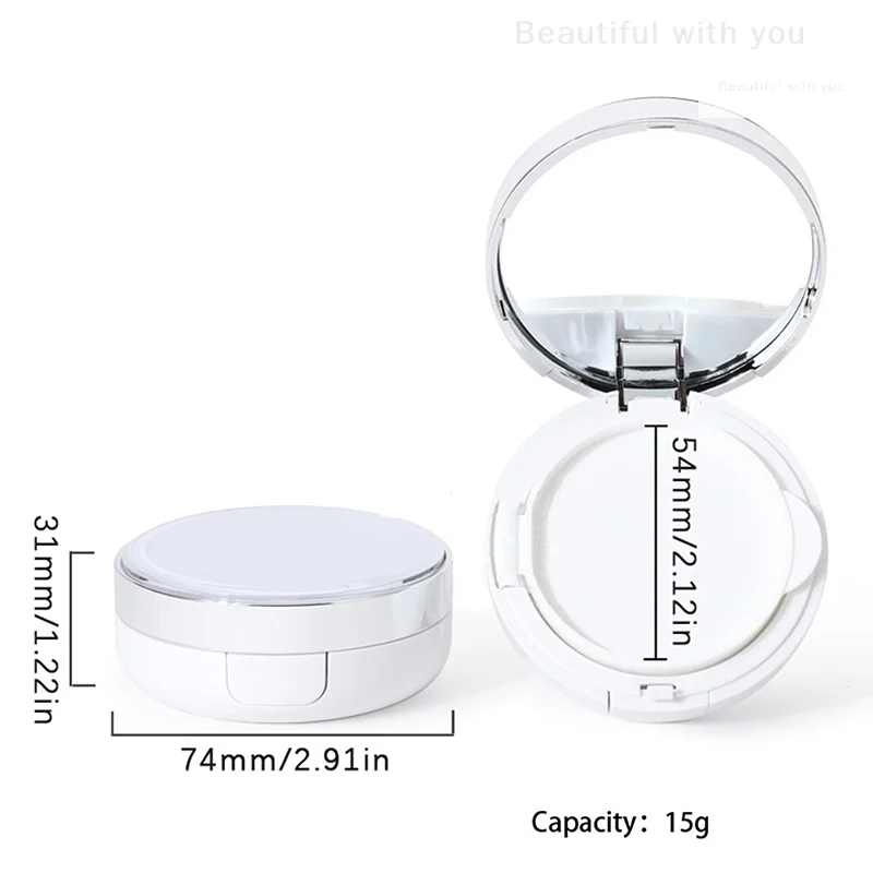 15g Empty Air Cushion Puff Box Portable Cosmetic Makeup Case Container With Powder Sponge Mirror For BB Cream Foundation