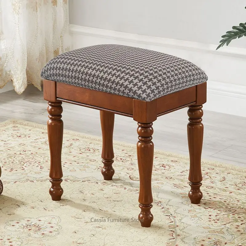 Soft Upholstered Vanity Stool for Dressing Table, Fabric Shoe Bench for Entryway, Leather Seat Stool for Guzheng Piano Home