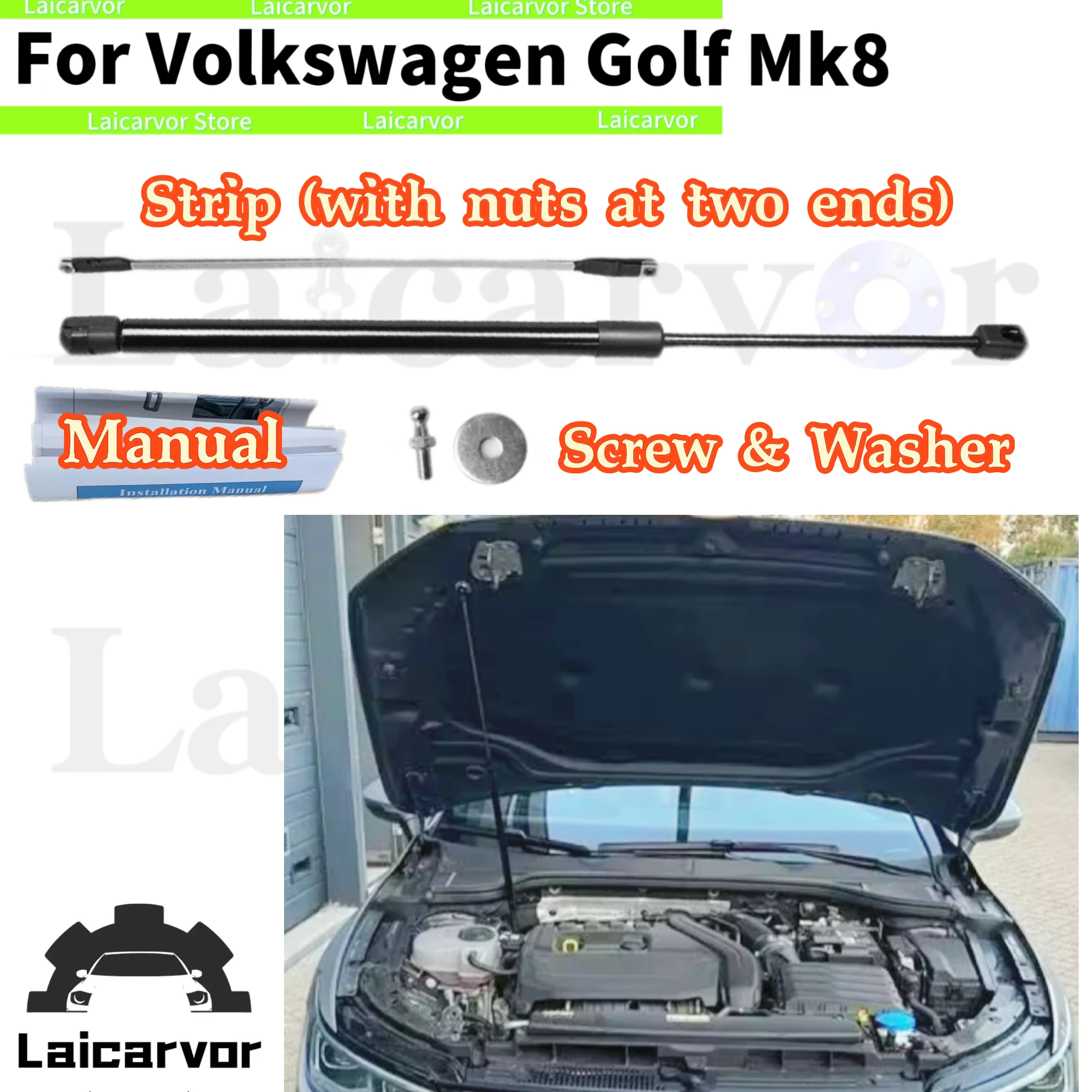 1 قطعة الدعامات الغاز لشركة فولكس فاجن جولف 8 MK8 2020-2025 الجبهة هود بونيه تعديل رفع دعم صدمة المثبط امتصاص الدعامة قضبان #1