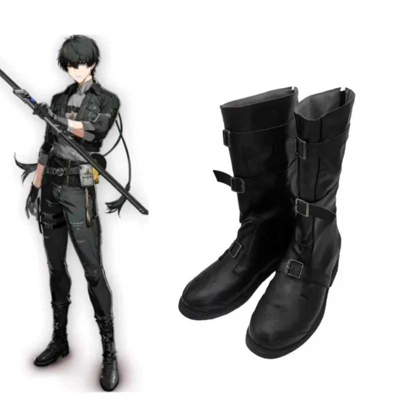 

Game Wuthering Waves Cosplay Rover Cosplay Shoes Pu Black Boots Women Men Halloween Party Cosplay Shoes for Convention