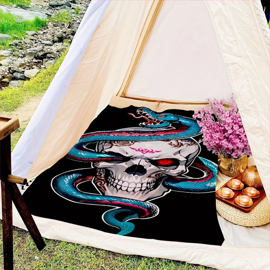 Sugar Skull Fiesta Blanket Reversible Flannel Throw for Folk Art Lovers AllSeason Comfort Vibrant Culture Gift