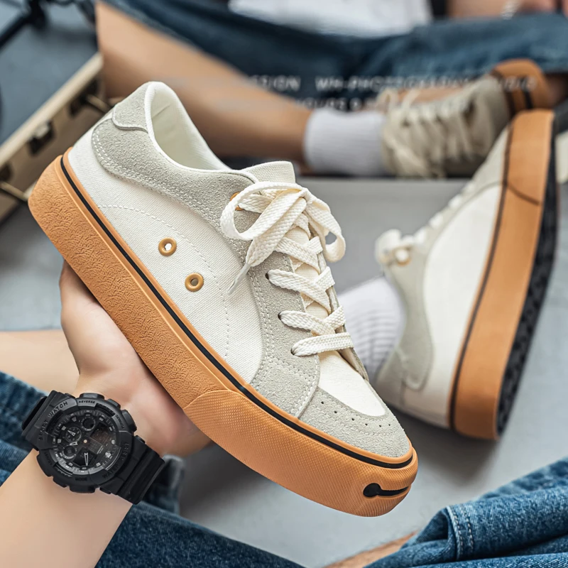 2025 New Sneakers Men Luxury Shoes Casual Canvas Shoes for Men Low Cut Fashionable Thick Soled Height Increasing Anime Shoes Men