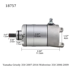 18757 Starter Motor Fit For Yamaha Bruin 350 YFM350 Grizzly 350 2004-2015 Woverine 350 2006-2009 Replace 3HE-81890-00-00 SMU0269