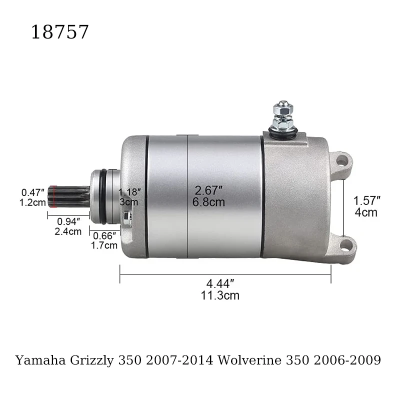 18757 Rozrusznik pasuje do Yamaha Bruin 350 YFM350 Grizzly 350 2004-2015 Woverine 350 2006-2009 wymień 3HE-81890-00-00 SMU0269