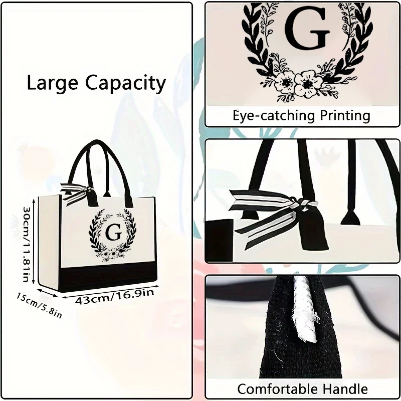 Environmentally friendly animal pattern square laminated black canvas cotton shopping women's handbag with black handle