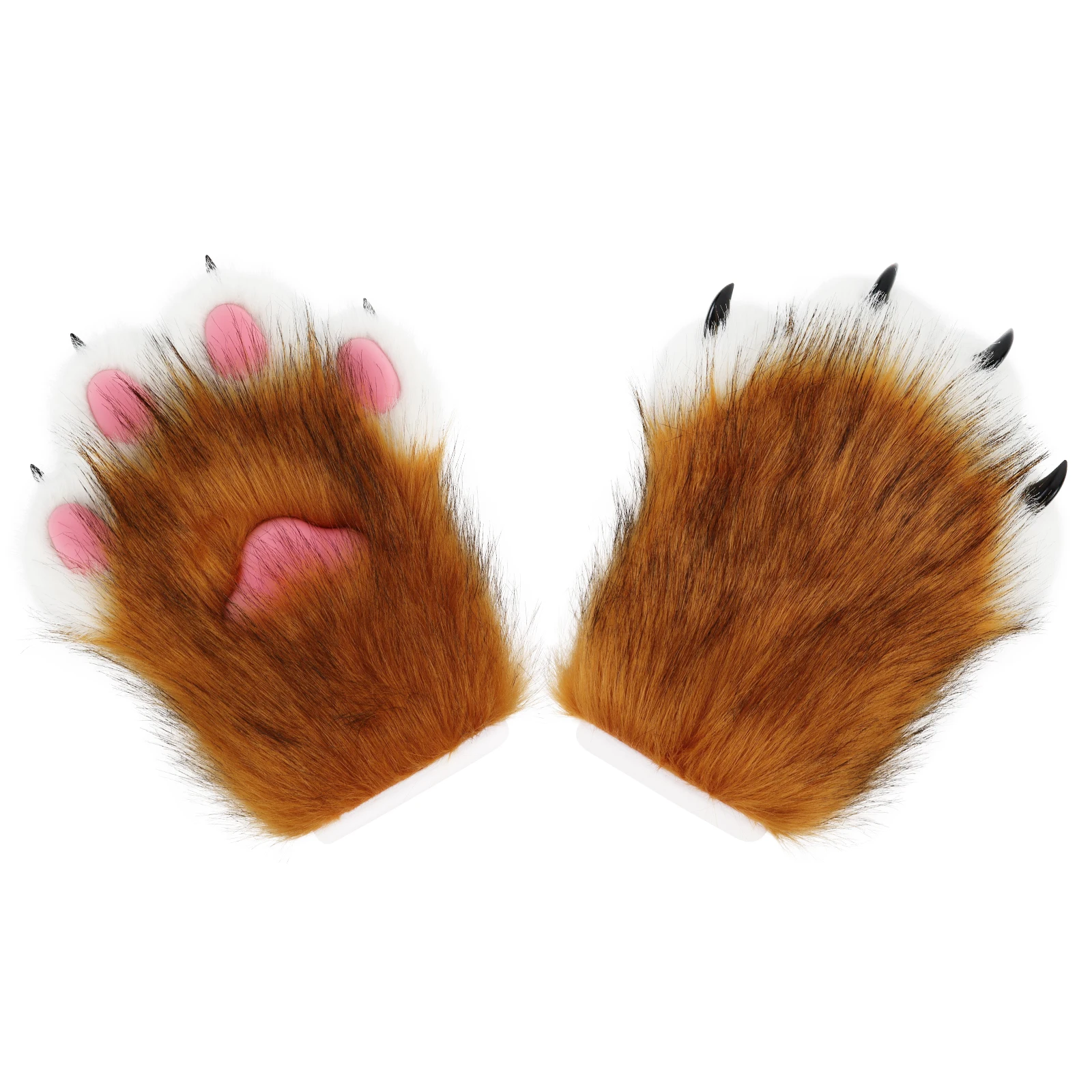 Faux Fur Plush Furry Cat Claw Gloves Fursuit Animal Fox Paws Mittens Halloween Cosplay Costume Accessories - view 3