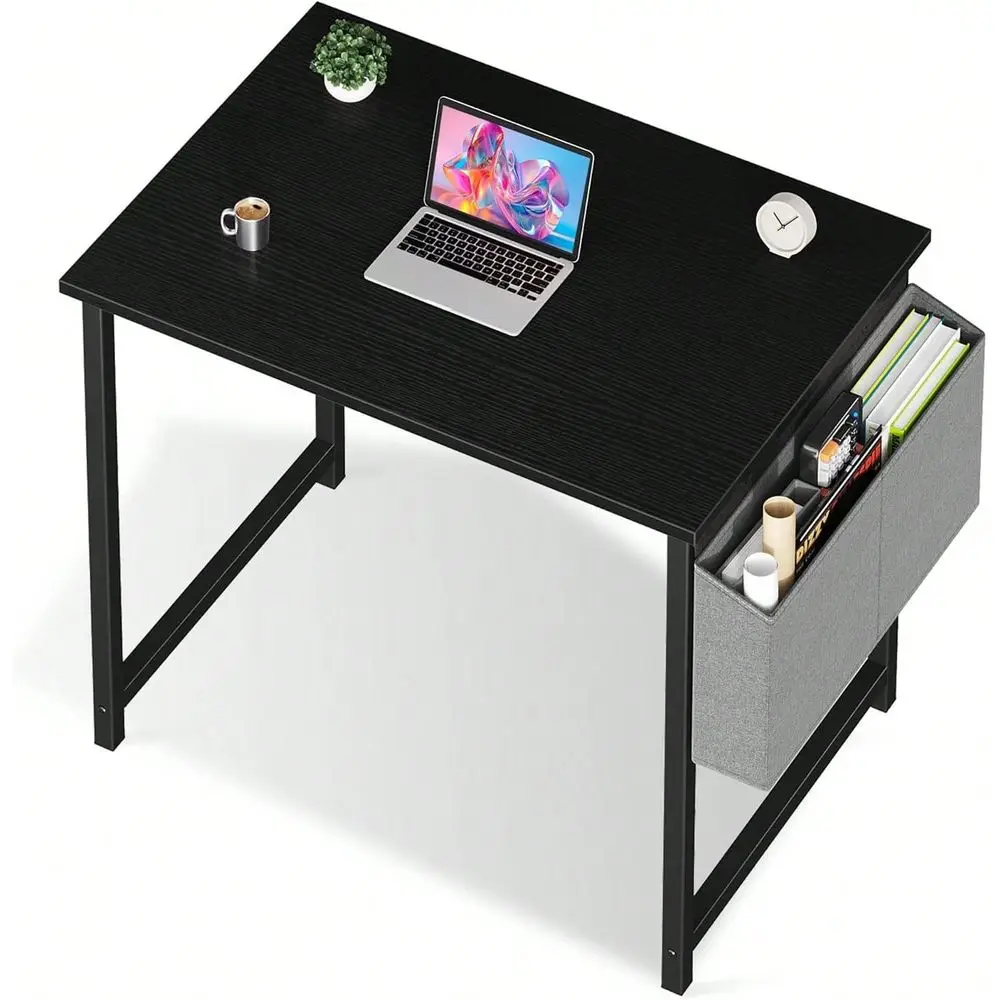 

Desk For Bedroom 32 Inch Home Office Desks For Small Spaces Writing Gaming Work Study Table With Storage Bag Black