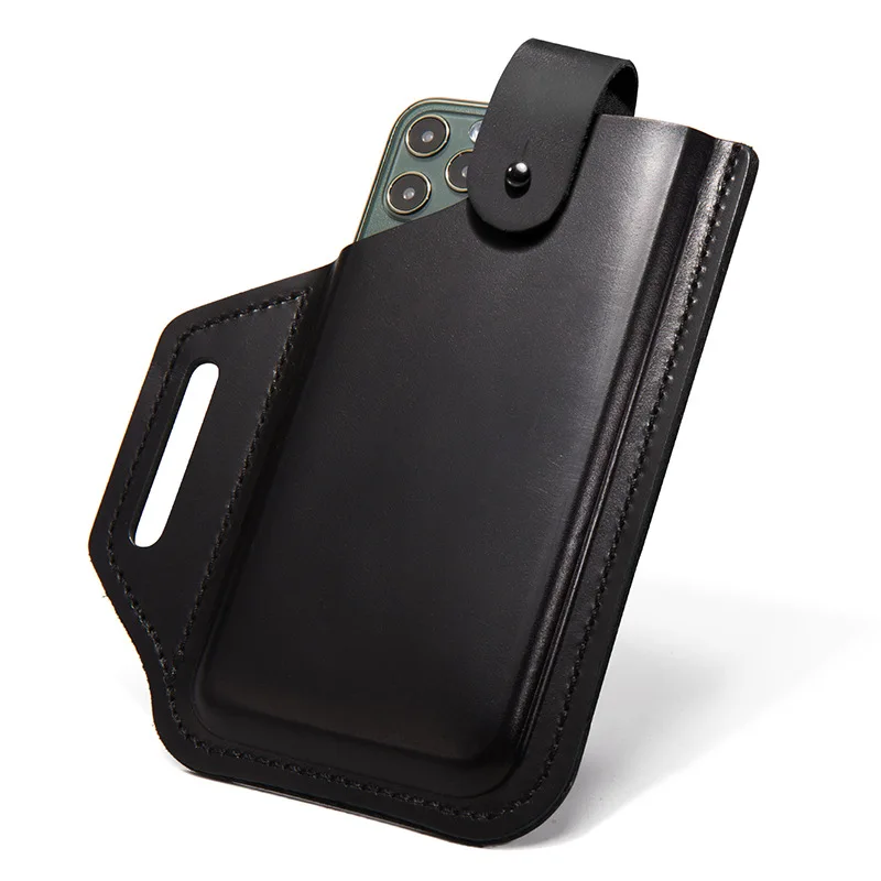 Genuine Leather Phone Pouch Case for  6-7.5 Inch  Cellphone Loop Holster Case Belt Waist Bag Phone Wallet Anti-theft belt bag 힙색