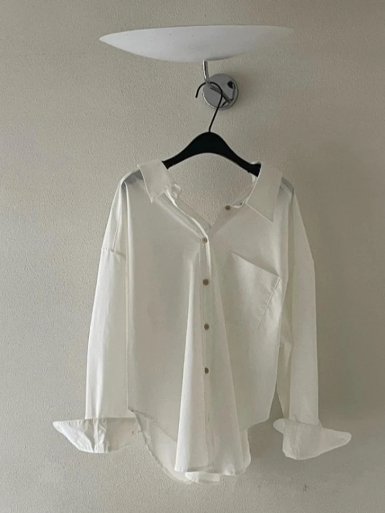 เสื้อแขนยาวทรงหลวมผู้หญิงคอวินเทจ Ba V-ne Design Spring Faion Top Korean Sle เสื้อผ้าทำงานที่สะดวกสบาย