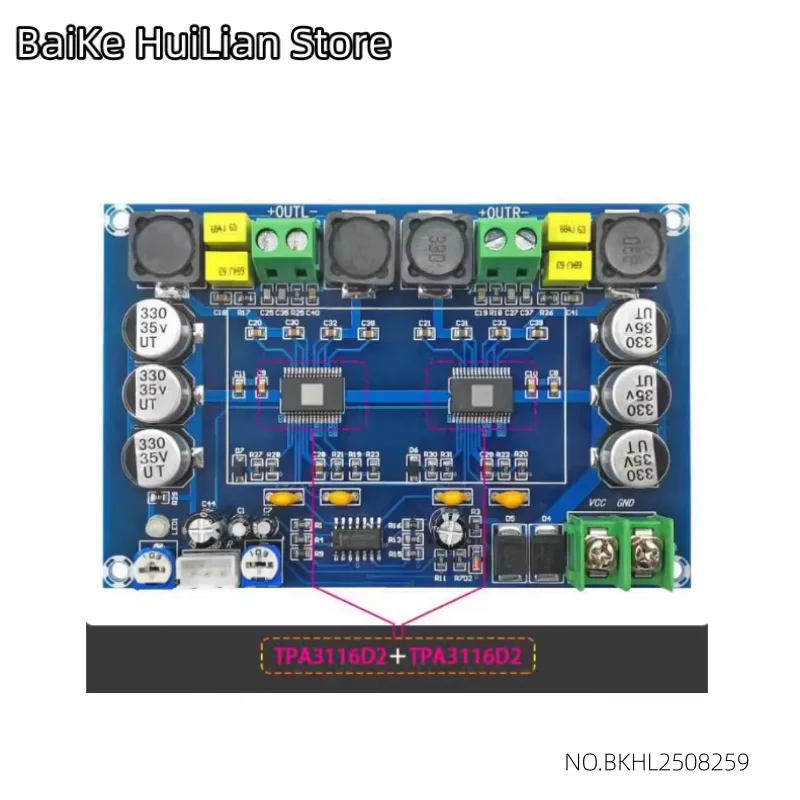

Цифровая усилительная плата TPA3116D2, двухканальная, 150 Вт * 2, высокомощная, с двумя чипами, XH-M569