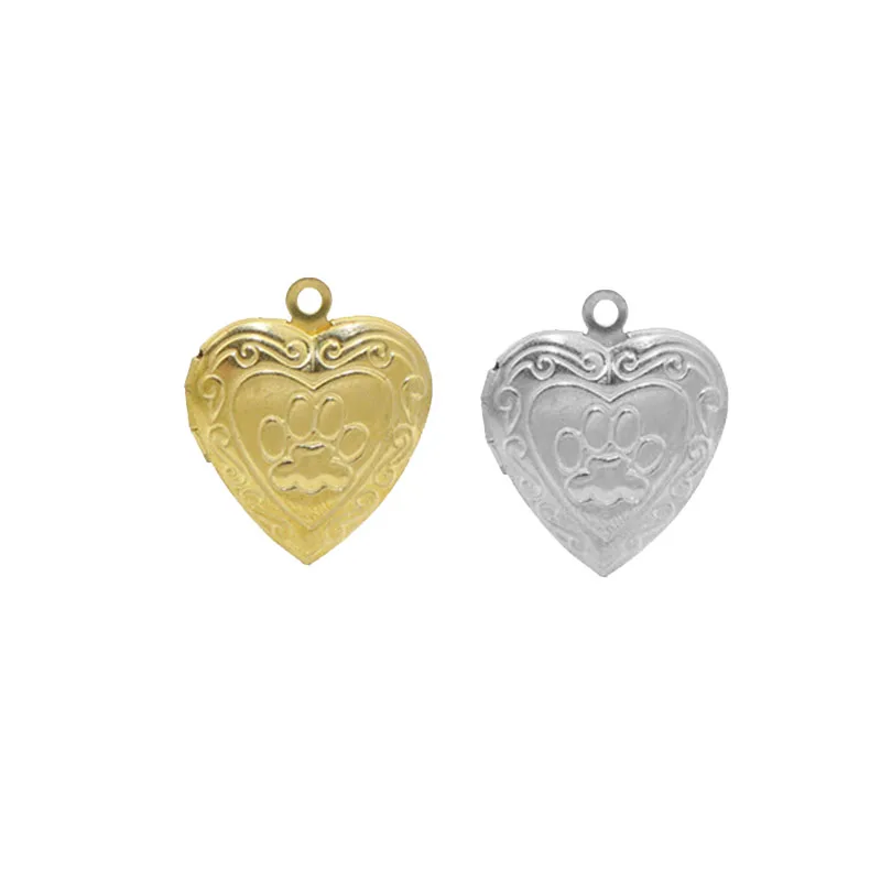 Everfast 20pc/lot DIY Engraved Paw Print Heart Photo Frame Charms Locket Pendant Jewelry Making Family Memories New Year Gift