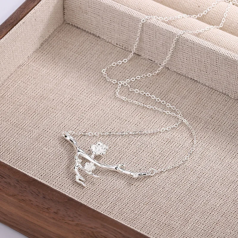 Deer Antlers Necklace for Women Dainty Silver Plated Teardrop Birthstone   Pendant  Charm s