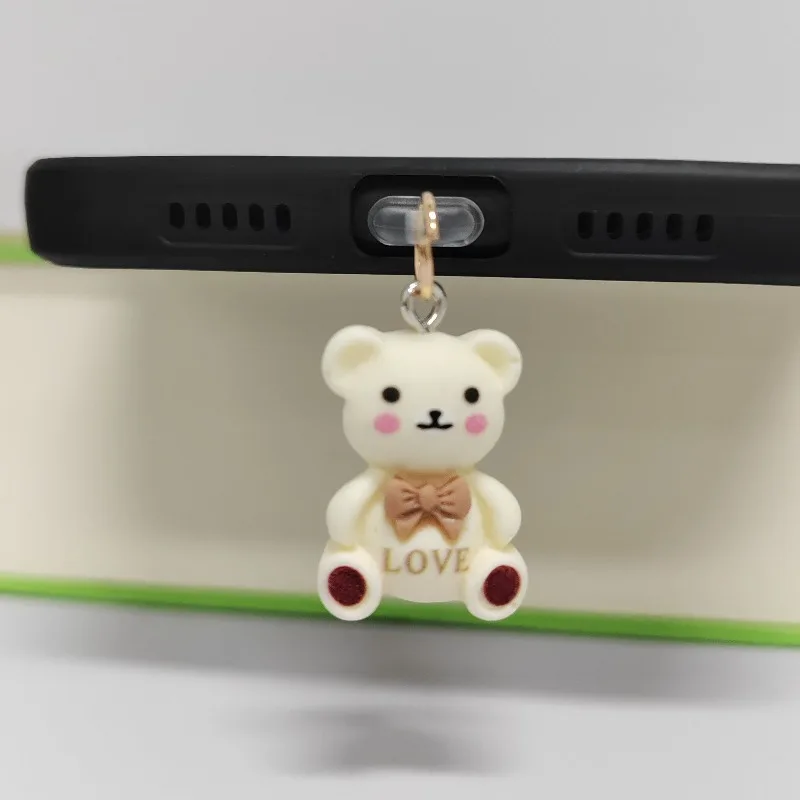 Tapón antipolvo de oso de estilo coreano, puerto de carga de teléfono para el Día de San Valentín, tapón de protección contra el polvo para iPhone tipo C, regalo para pareja