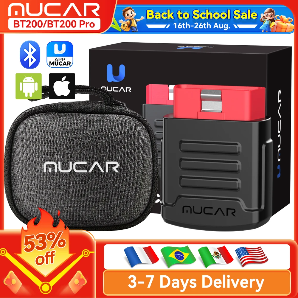 Picture: MUCAR BT200/BT200 Pro OBD2 Scanner Diagnostic Tool Bluetooth, Full System Automotive Scan Tool Free Oil/SAS 15 Reset Code Reader