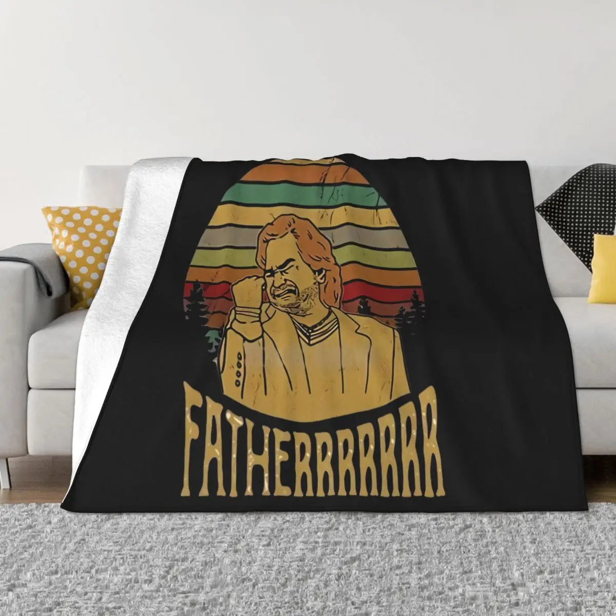 Fatherrrrr Douglas From It Crowd Vintage Men Cotton Black Made In Usa Better Throw Blanket